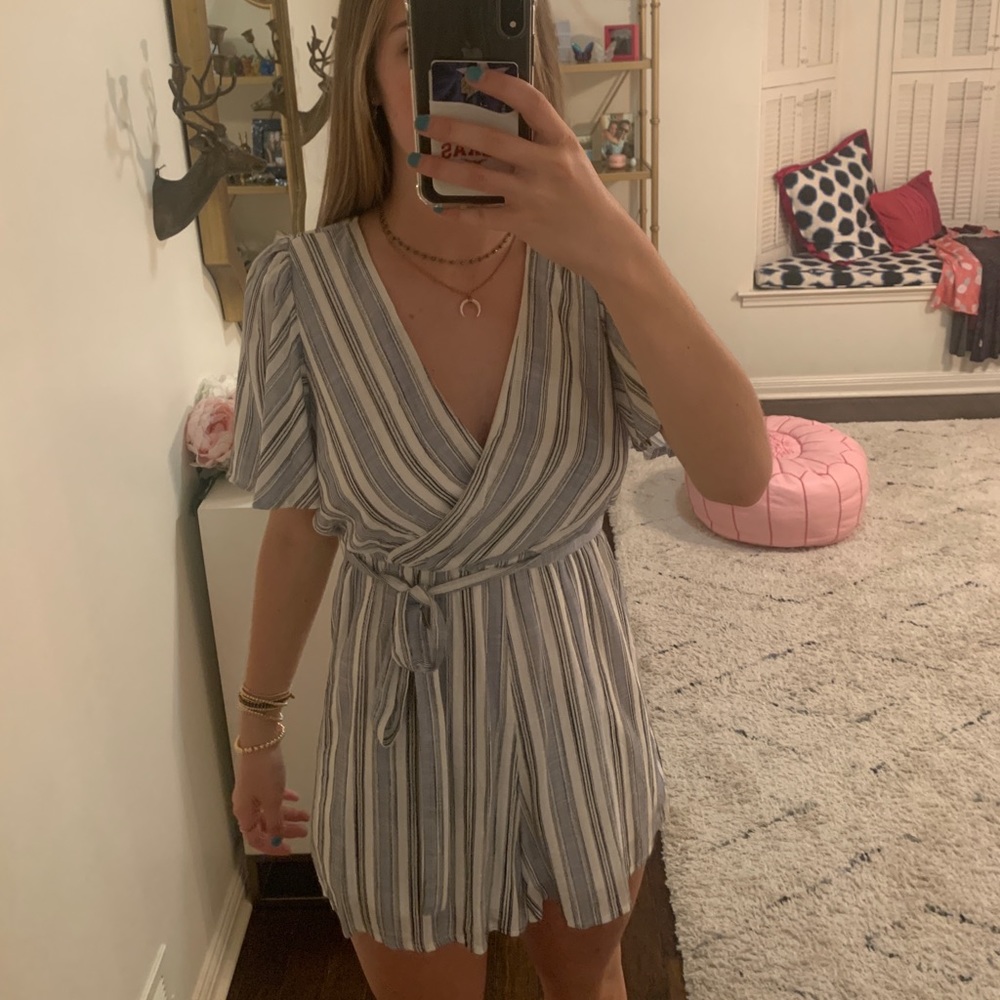 Harper blue and white romper!